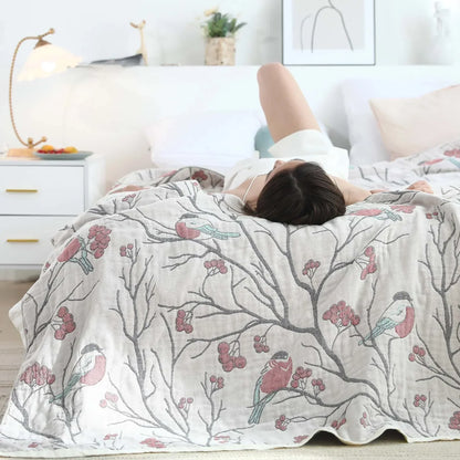 100% Cotton Gauze Reversible Blanket - 4 colors