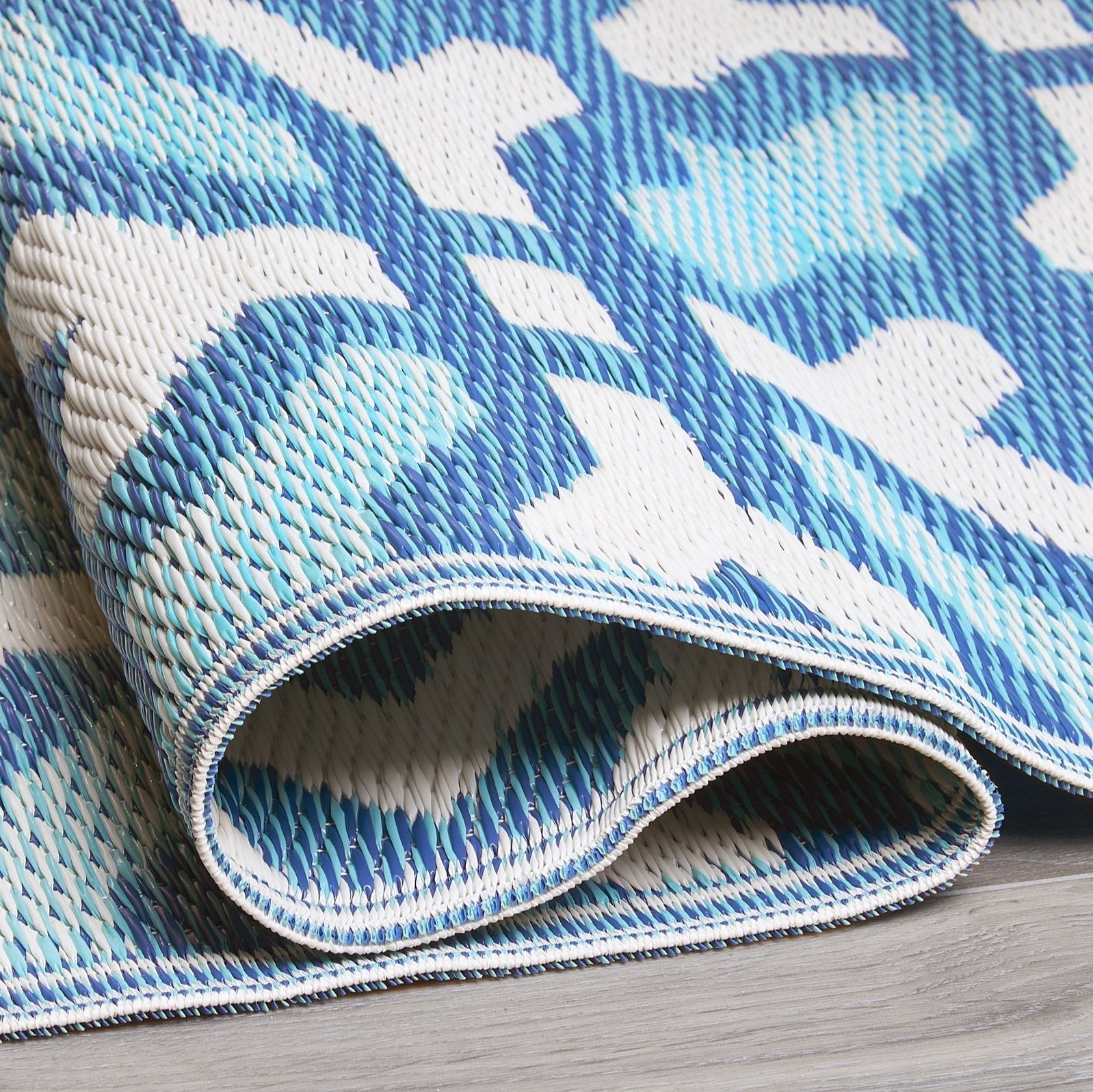 (SALE) Seville - Blue &amp; Teal Reversible Outdoor Rug