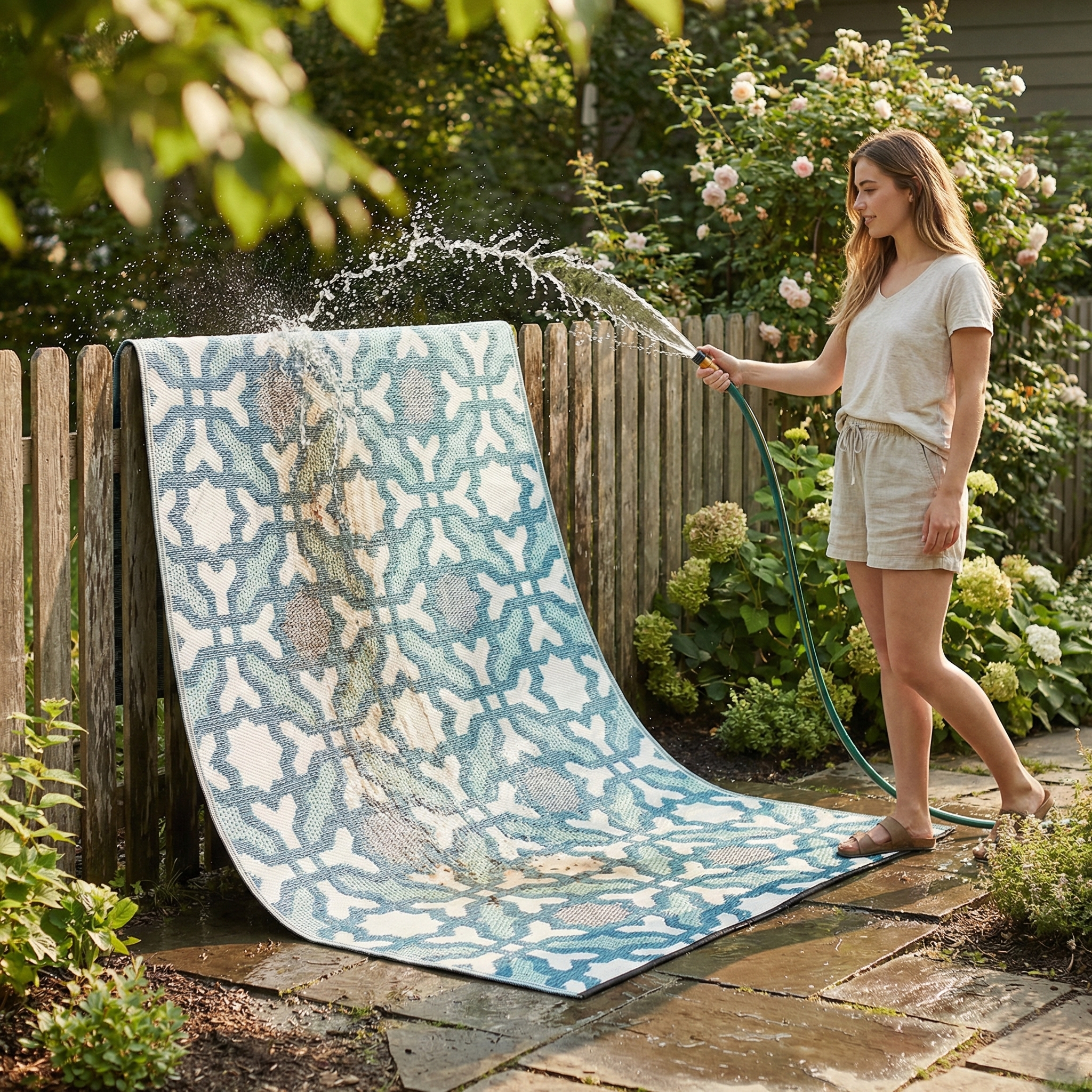 (SALE) Seville - Blue &amp; Teal Reversible Outdoor Rug
