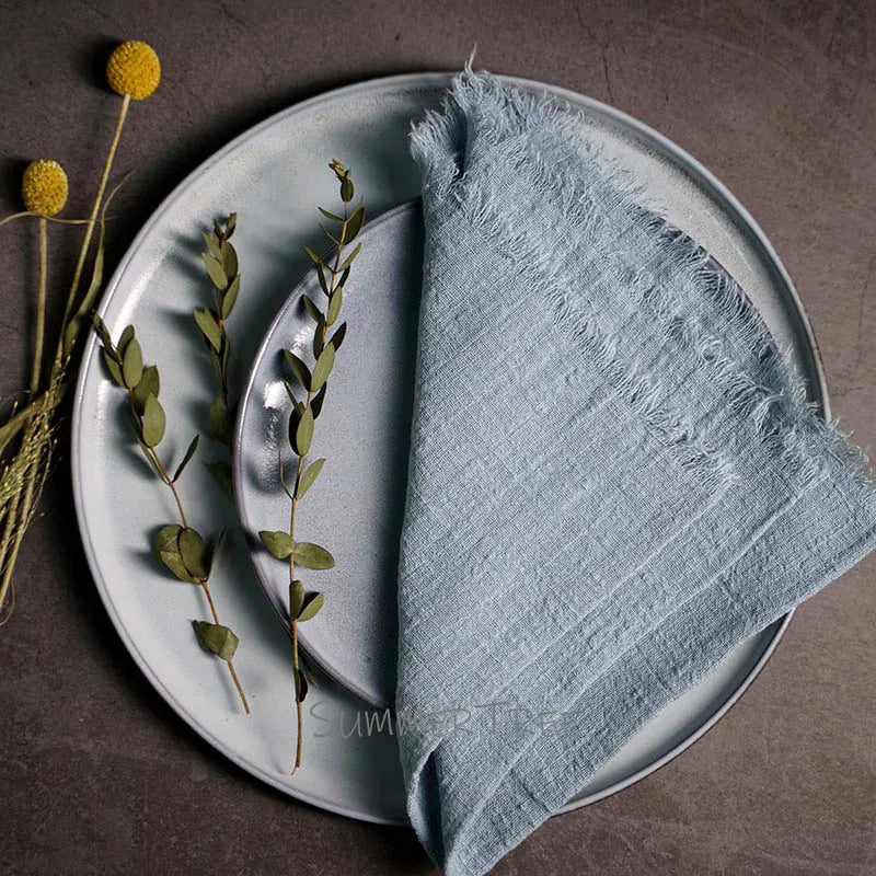Large Rustic Cotton Gauze  Napkins - 10 Pc - Multiple Colors