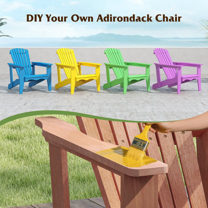 Solid Wood Adirondack Chair with High Backrest and Wide Armrests