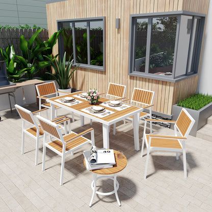 Aluminum and Wood  Outdoor Dining Set - 4 Colors, 6-Pc or 8-Pc Set