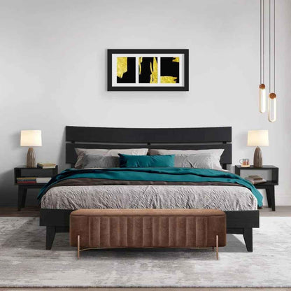 Aurora Acacia Bed Frame &amp; Nightstand Set - 2 Finishes