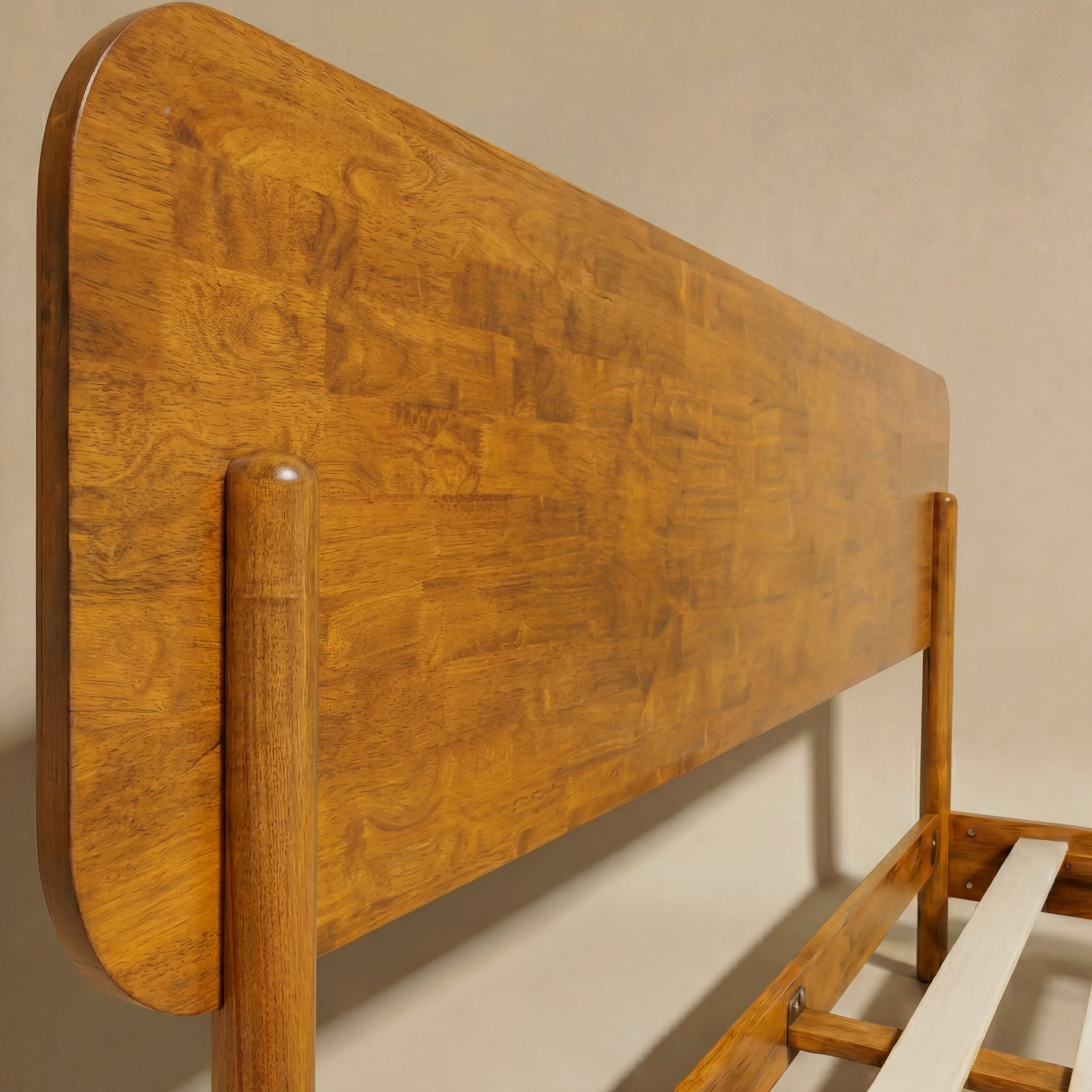 Frida Solid Wood Bed Frame in Caramel or Walnut