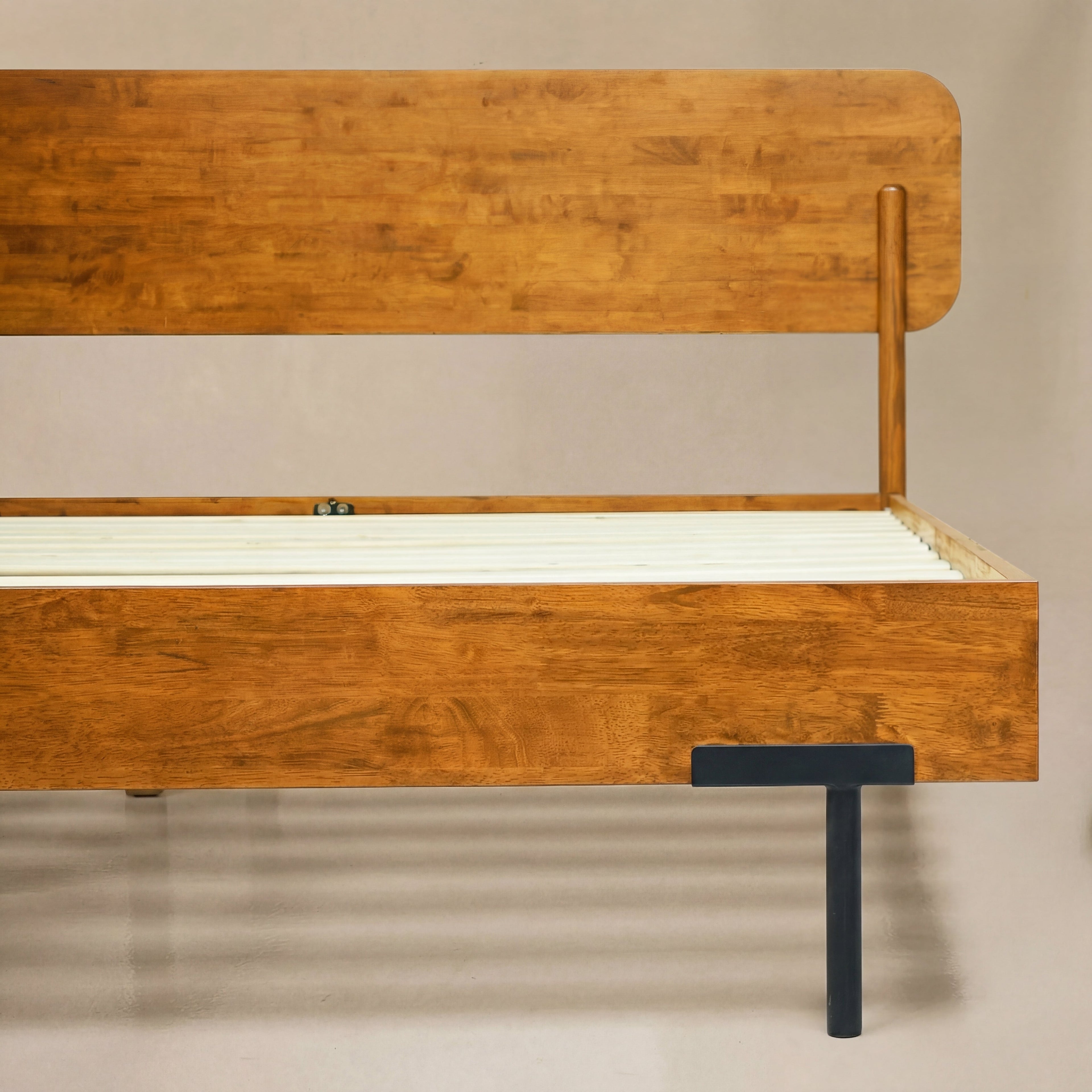 Frida Solid Wood Bed Frame in Caramel or Walnut