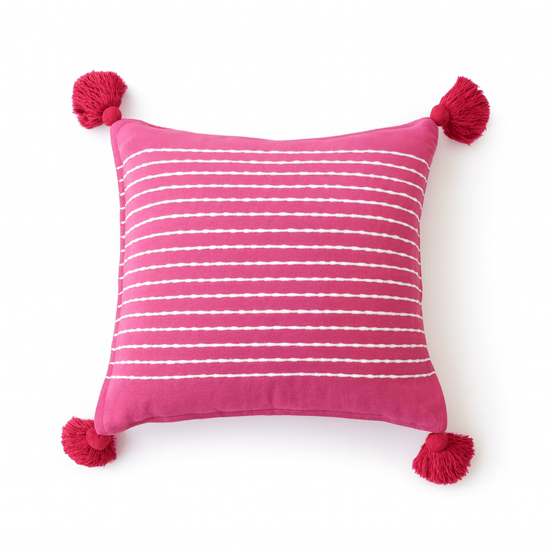 Pompom Throw Pillow Cover - Pink