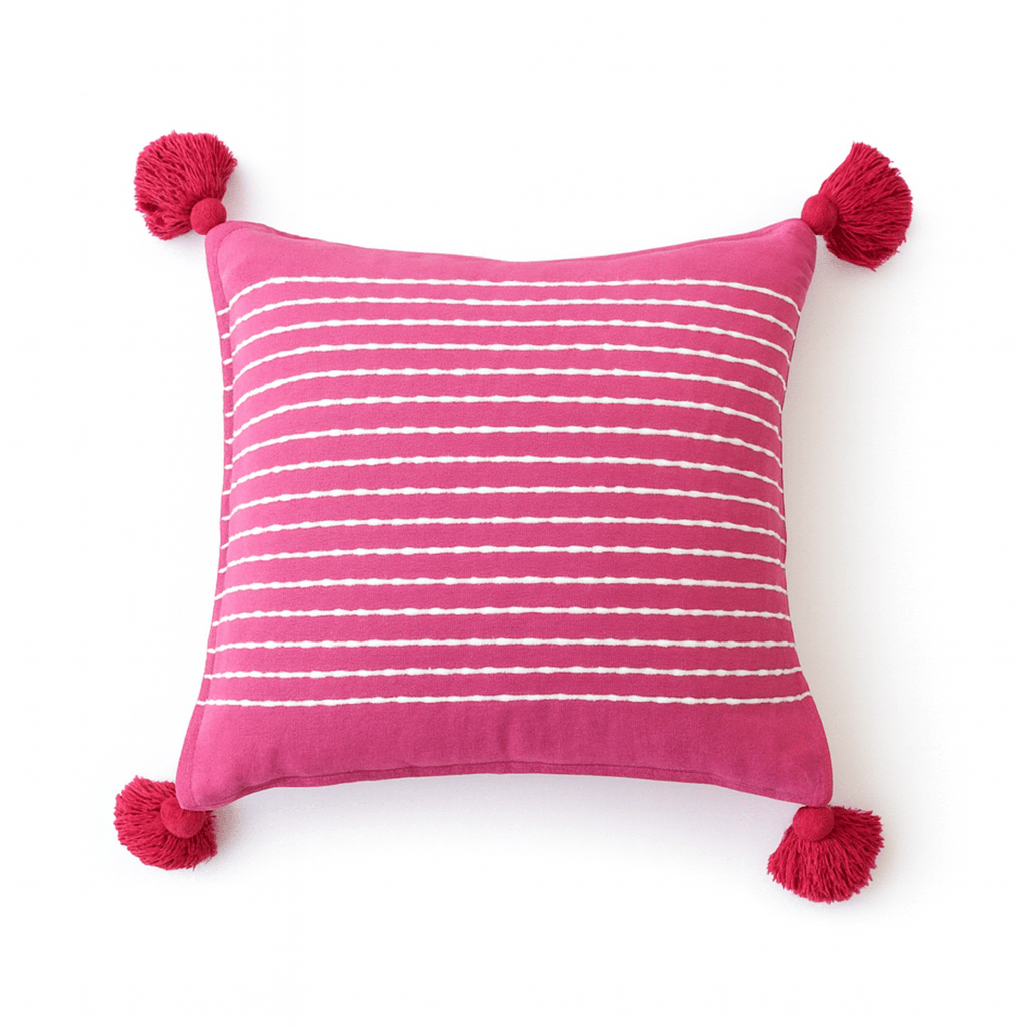 Pompom Throw Pillow Cover - Pink