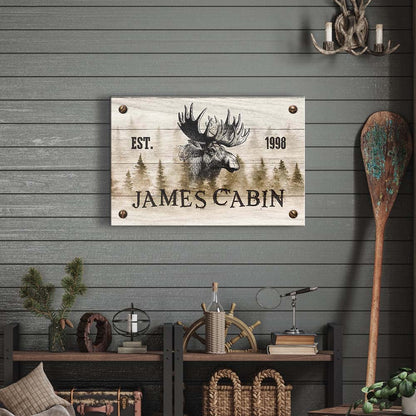 Personalized Family Moose Cabin Sign