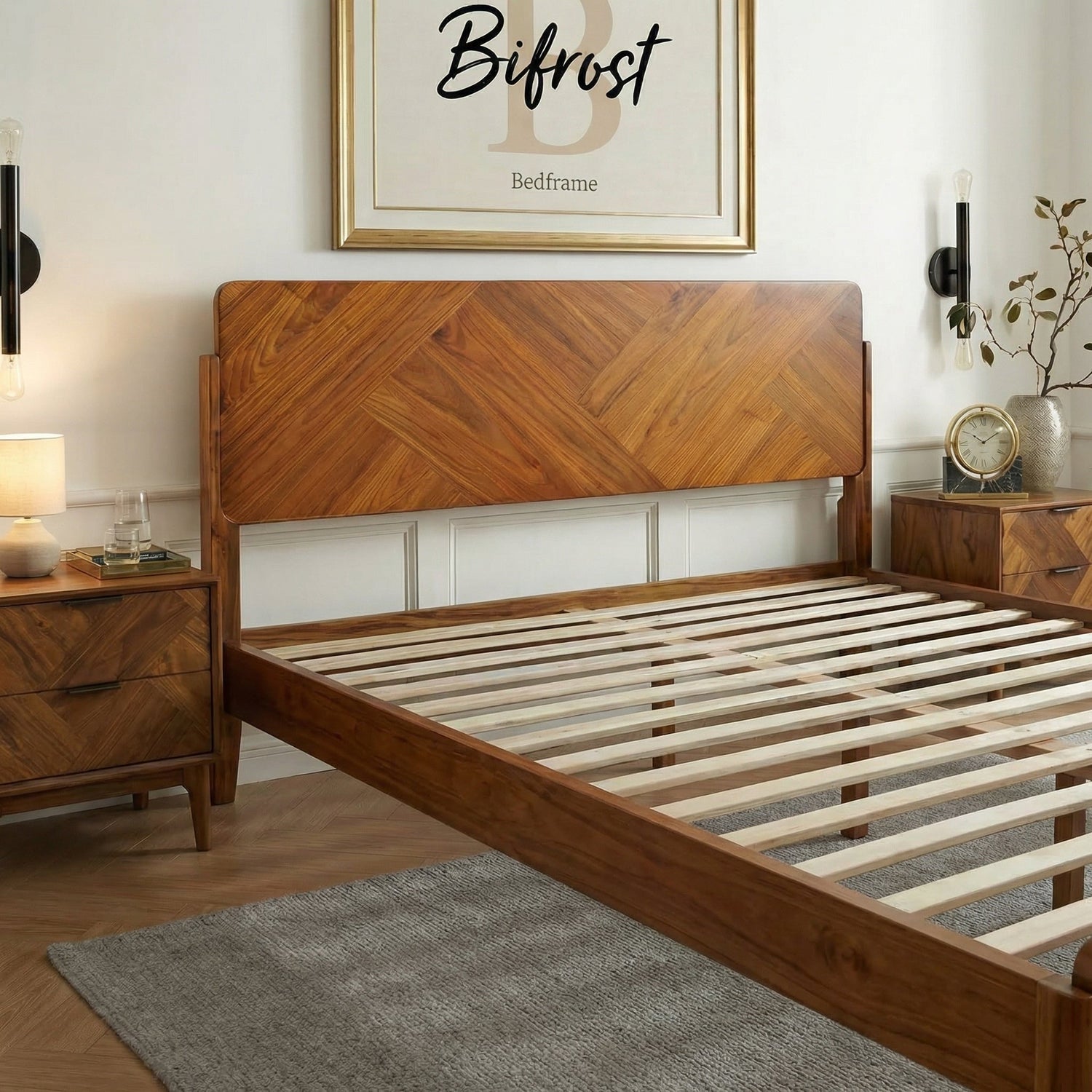 Bifrost Solid Wood Bed Frame in Walnut or Caramel