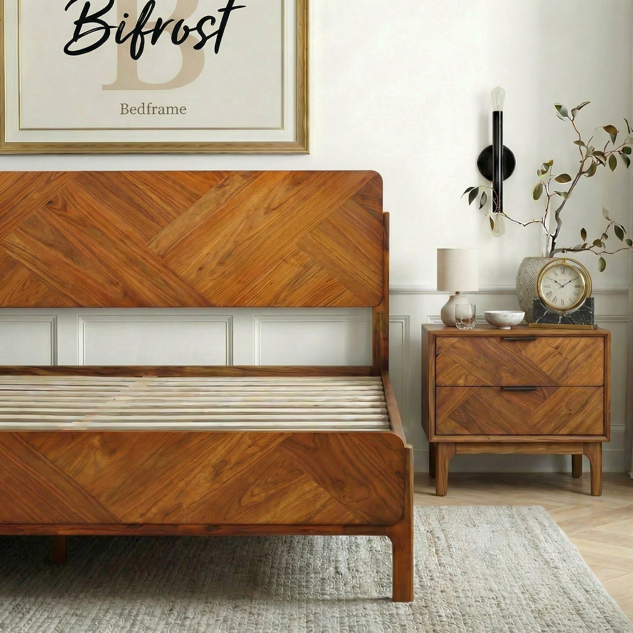 Bifrost Solid Wood Bed Frame in Walnut or Caramel