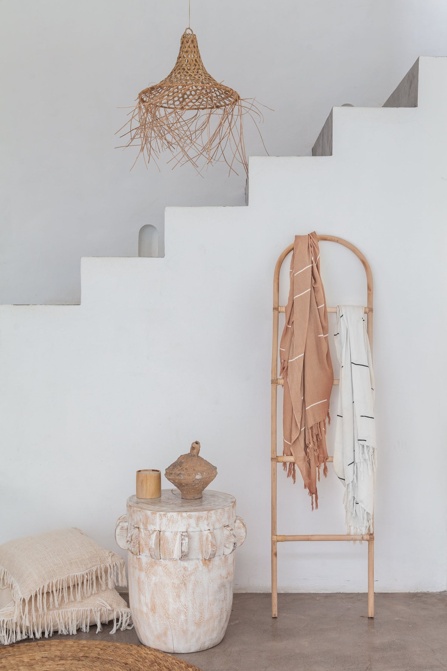 Organic Cotton Fringed Pillow Covers - Natural