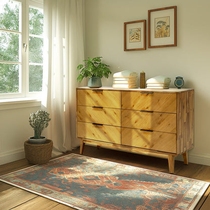 Veyron Acacia 6 Drawer Dresser in Walnut or Oak Finish
