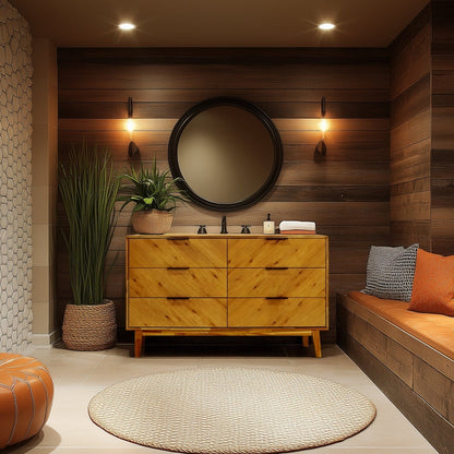 Veyron Acacia 6 Drawer Dresser in Walnut or Oak Finish