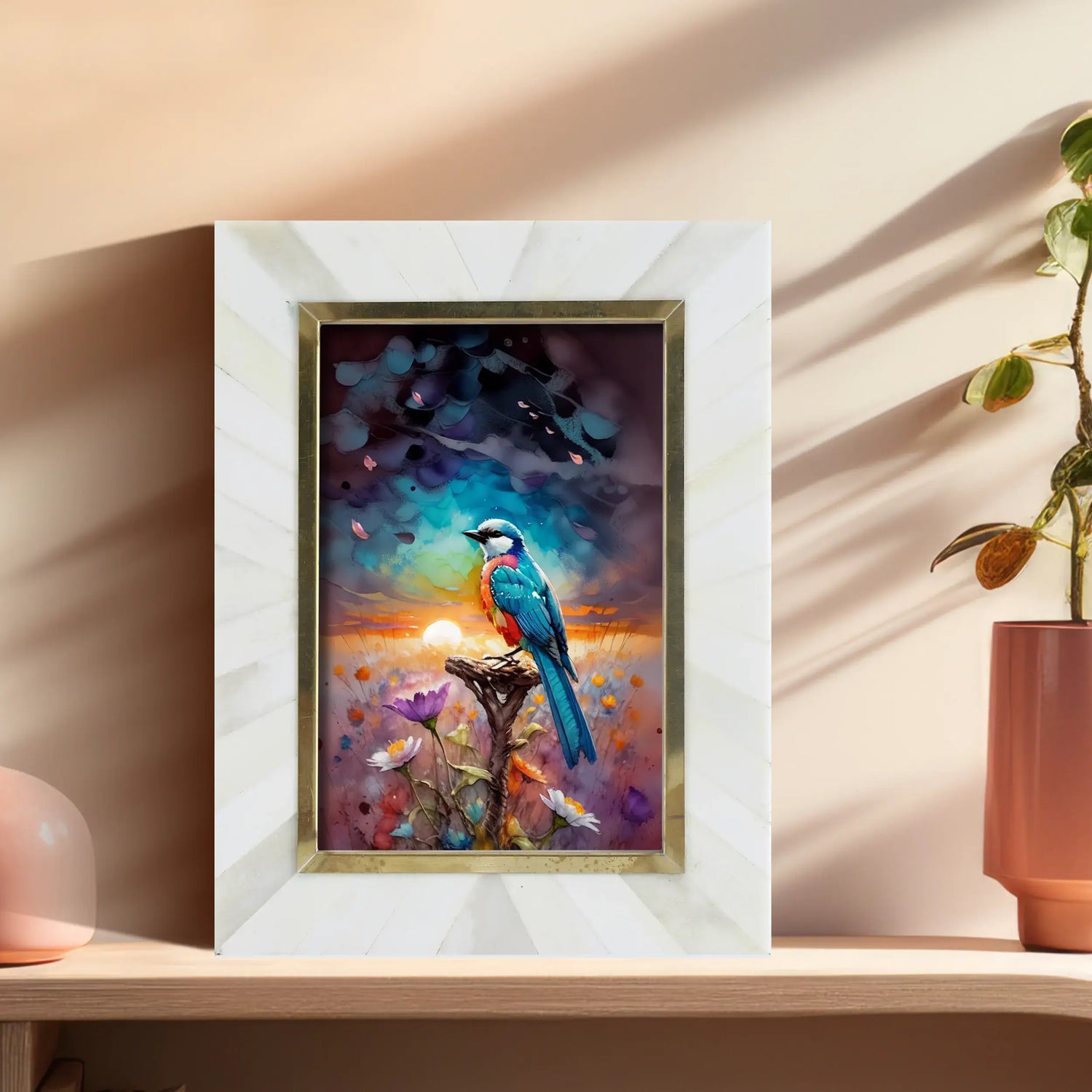 Handmade Bone and Brass Inlay Picture Frame
