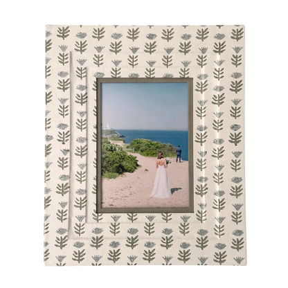 Block Printed Picture Frame - Claire Serene, Floral - 5x7
