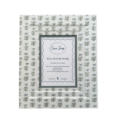 Block Printed Picture Frame - Claire Serene, Floral - 5x7