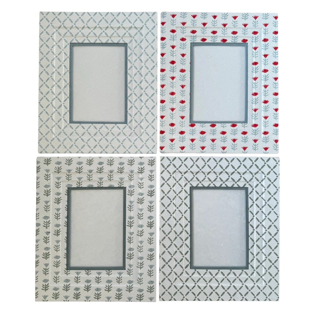 Block Printed Picture Frame - Claire Serene, Floral - 5x7