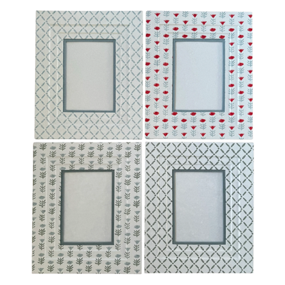 Block Printed Picture Frame - Croix Blue - 5x7