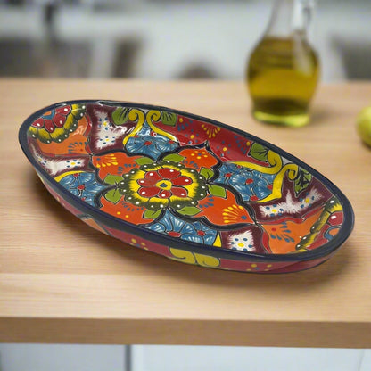 Extra Large Oval Talavera Platter | Hand-Painted Mexican Serving Dish