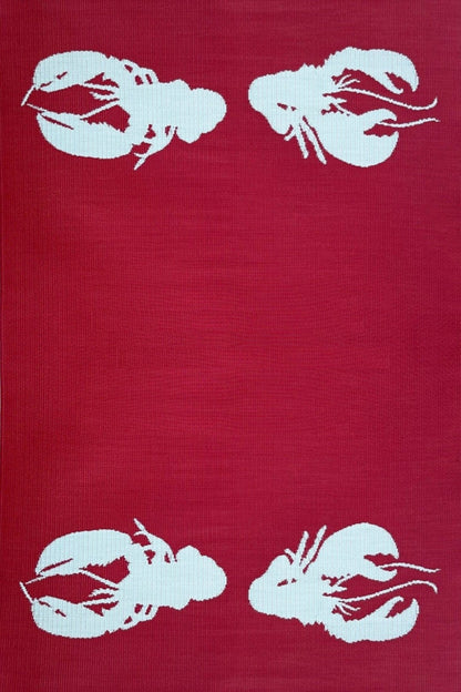 Four Lobster Red &amp; Aqua Outdoor Mat