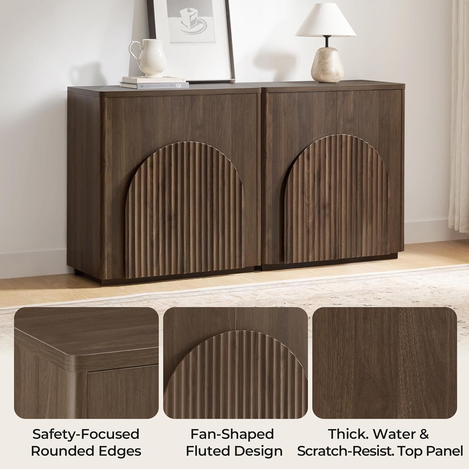 Walnut Sideboard Buffet Cabinet