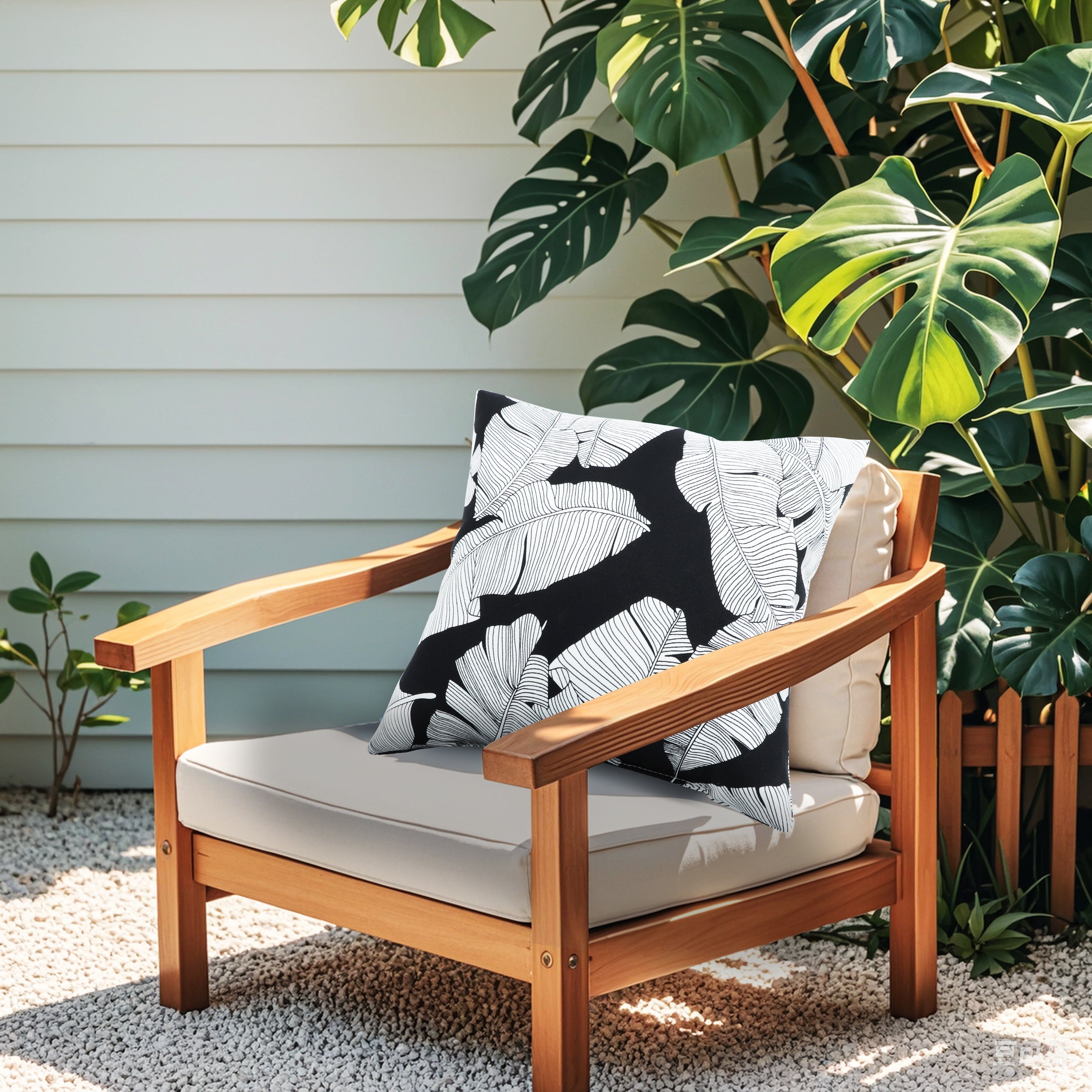 2 Pack Outdoor Throw Pillows - Black Leaf