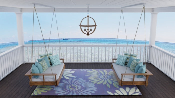 Daisy Blue Reversible Outdoor Mat