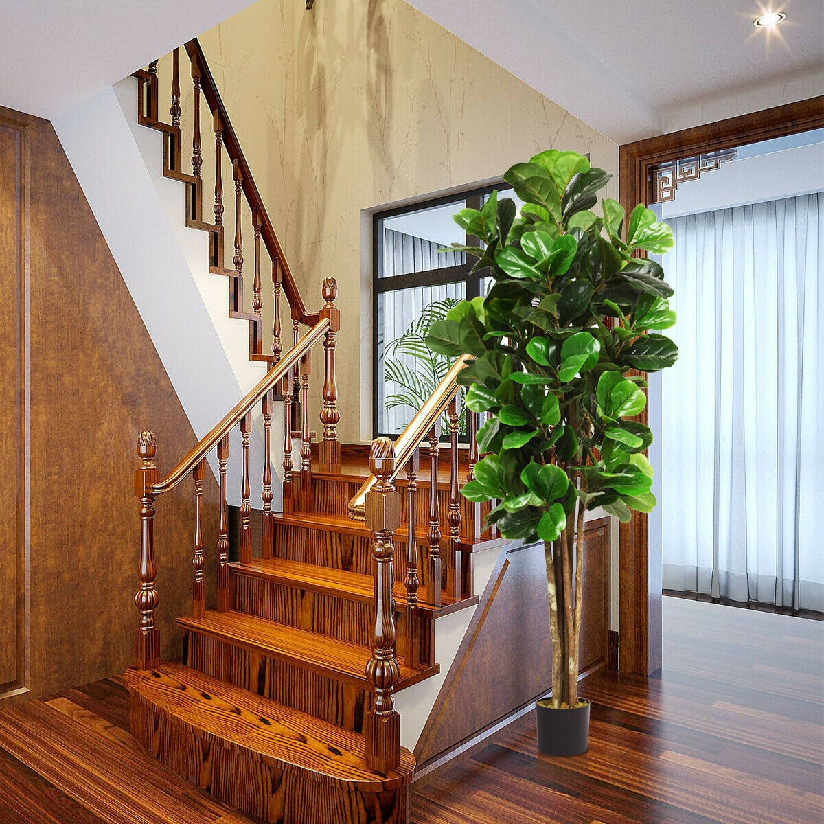 6 Ft Artificial Indoor-Outdoor Fiddle Leaf Fig Tree