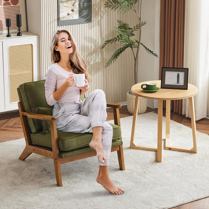 Luxury Upholstered Armchair in Olive
