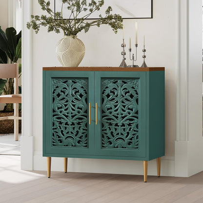 Green Carved Accent Cabinet