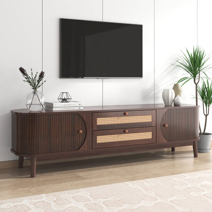 Modern Mid Century Rattan TV Stand