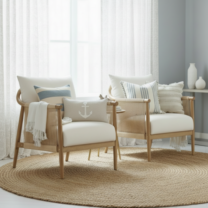 Cream Braided Accent Chairs - Set Of 2
