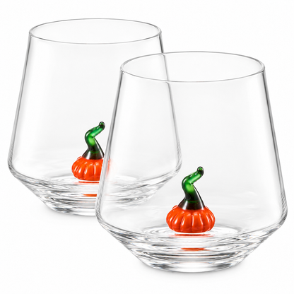 Set of 2 Pumpkin Decorative Drinkware - 12oz Clear