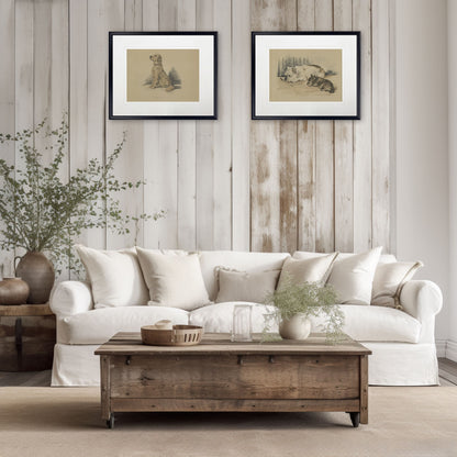 Sketched Dogs Print in Black Frame - 20 x 16 inch