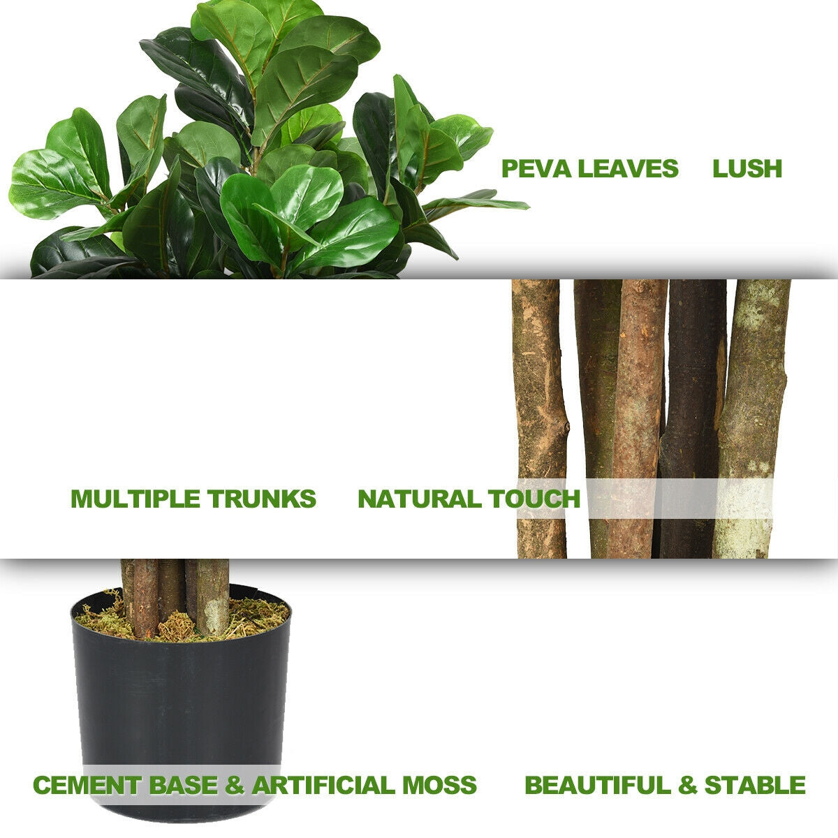 6 Ft Artificial Indoor-Outdoor Fiddle Leaf Fig Tree