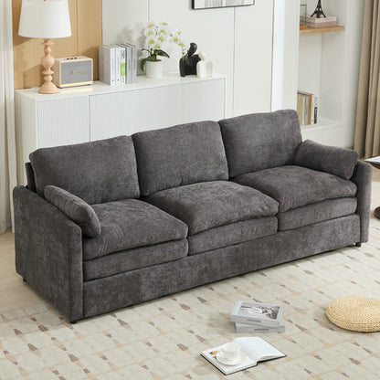 Cozy Upholstered Oversized 3-Seater Cloud Sofa in Dark Gray