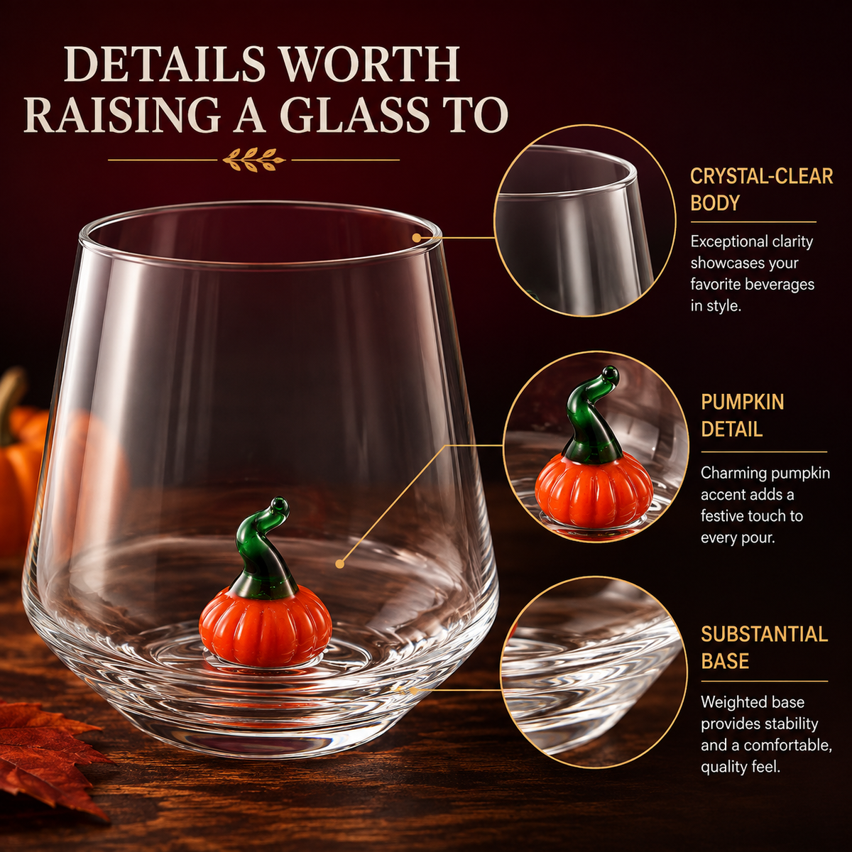 Set of 2 Pumpkin Decorative Drinkware - 12oz Clear
