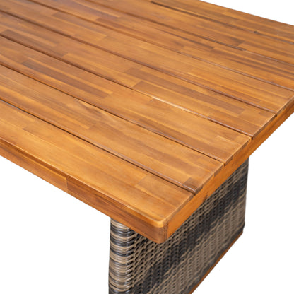 Outdoor Acacia Wood Dining Table - Teak + Grey Wicker