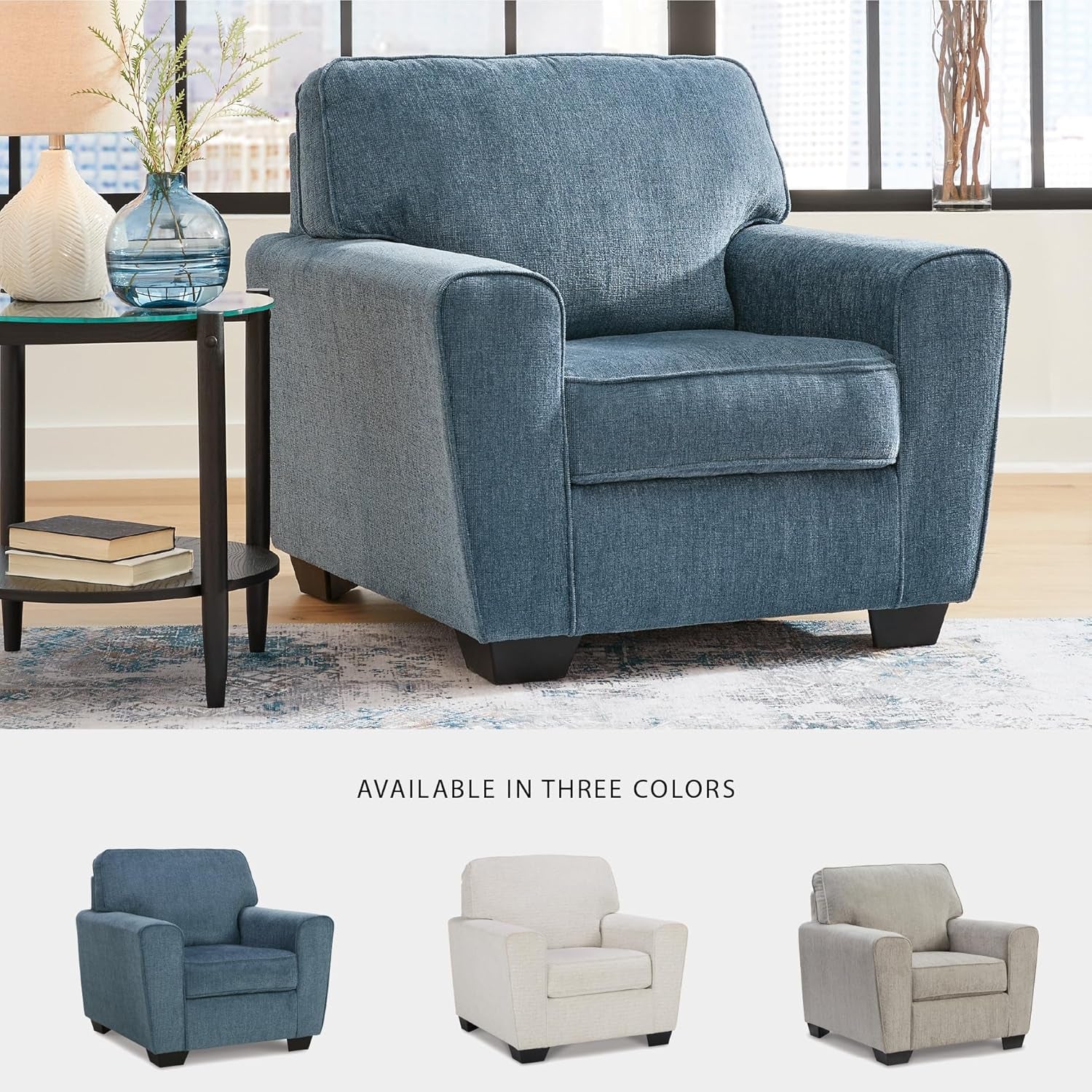Upholstered Accent Chair In Sky Blue