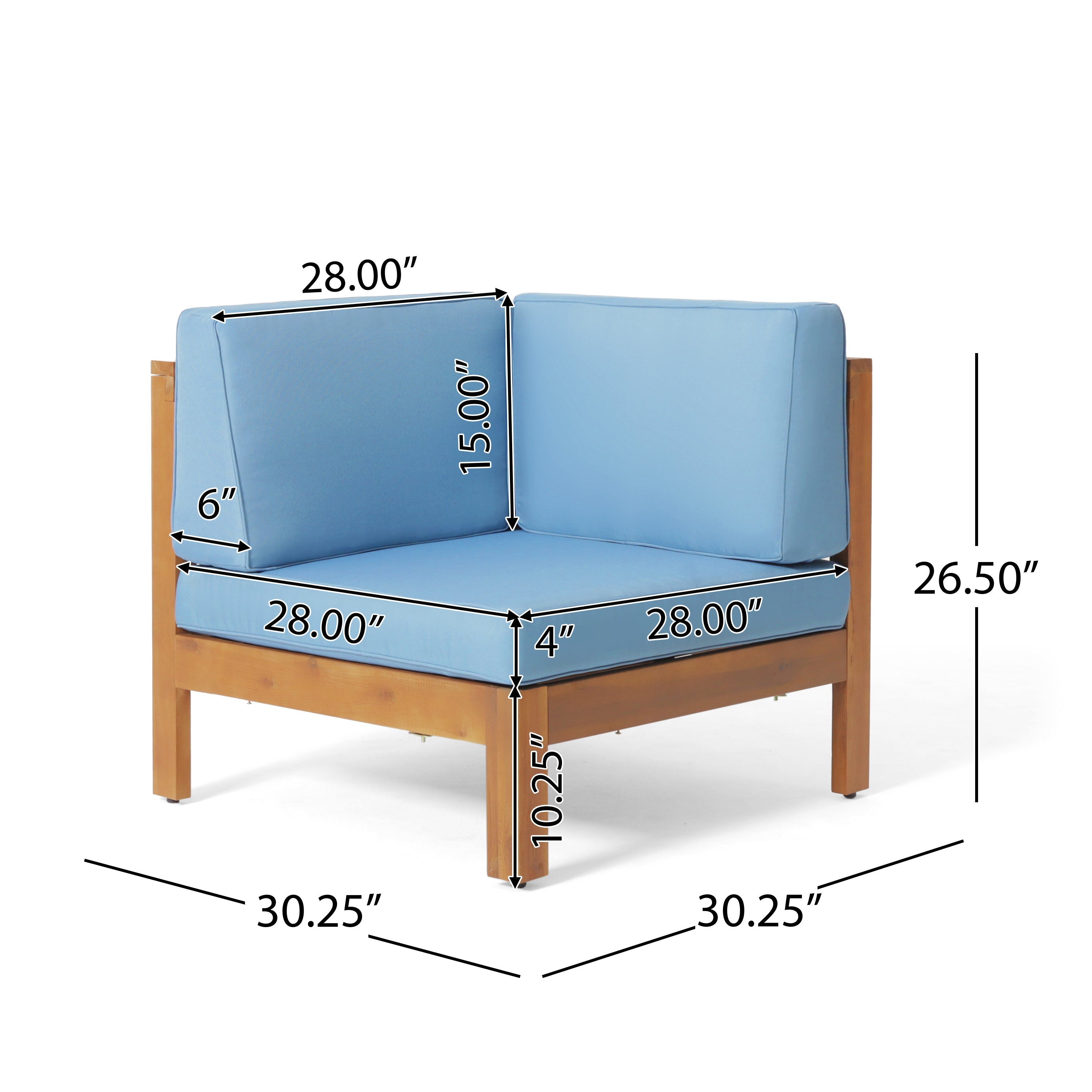 Brava 4-Piece Outdoor Modular Sofa Set in Ocean Blue