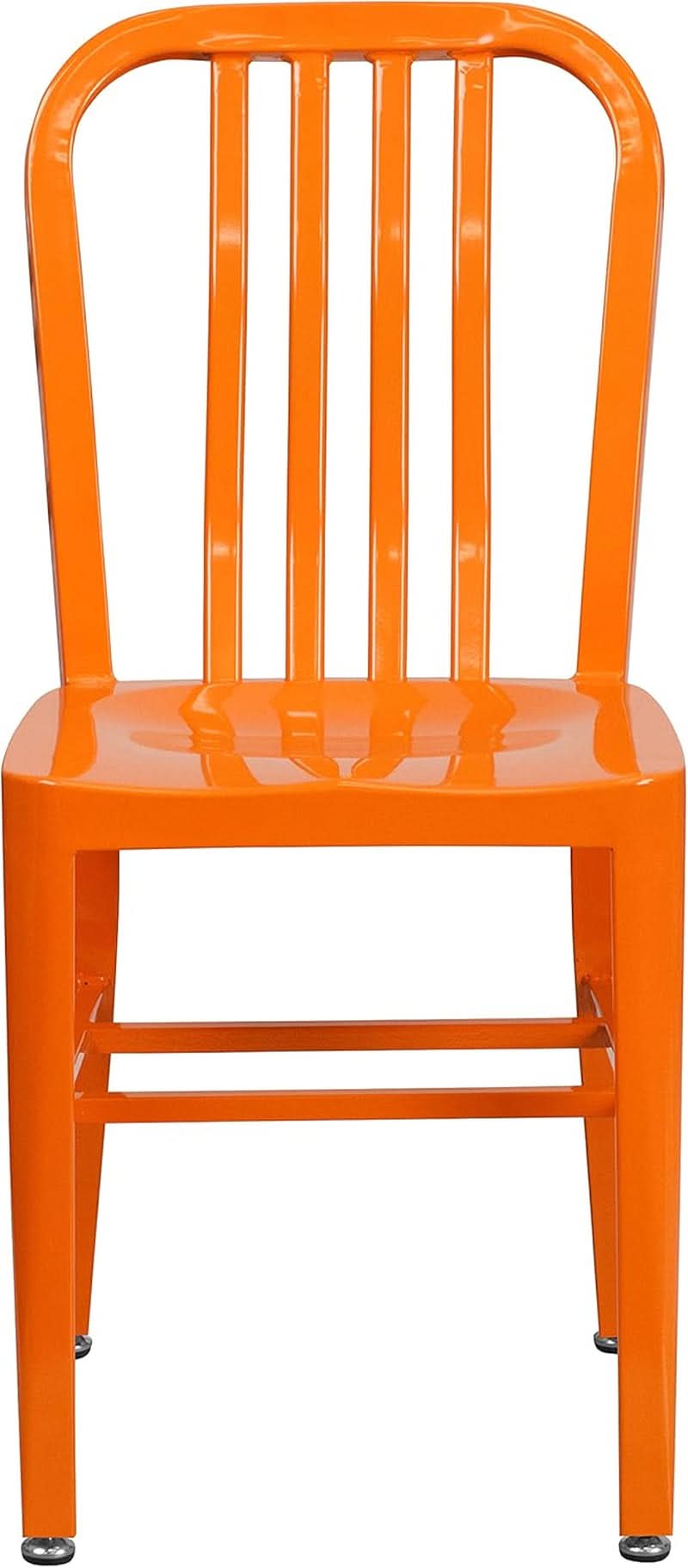 Set of 2 Commercial Grade Indoor/Outdoor Metal Dining Chairs- Orange