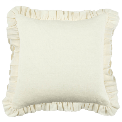Anita Linen Solid Throw Pillow Cover - Cream Ruffled