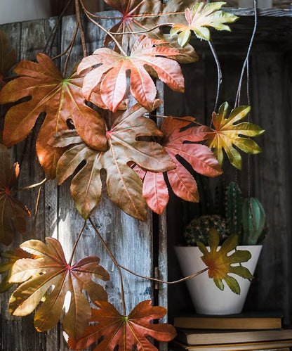 Artificial Fatsia Leaf in Autumn Red - 32"