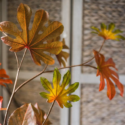 Artificial Fatsia Leaf in Autumn Red - 32"