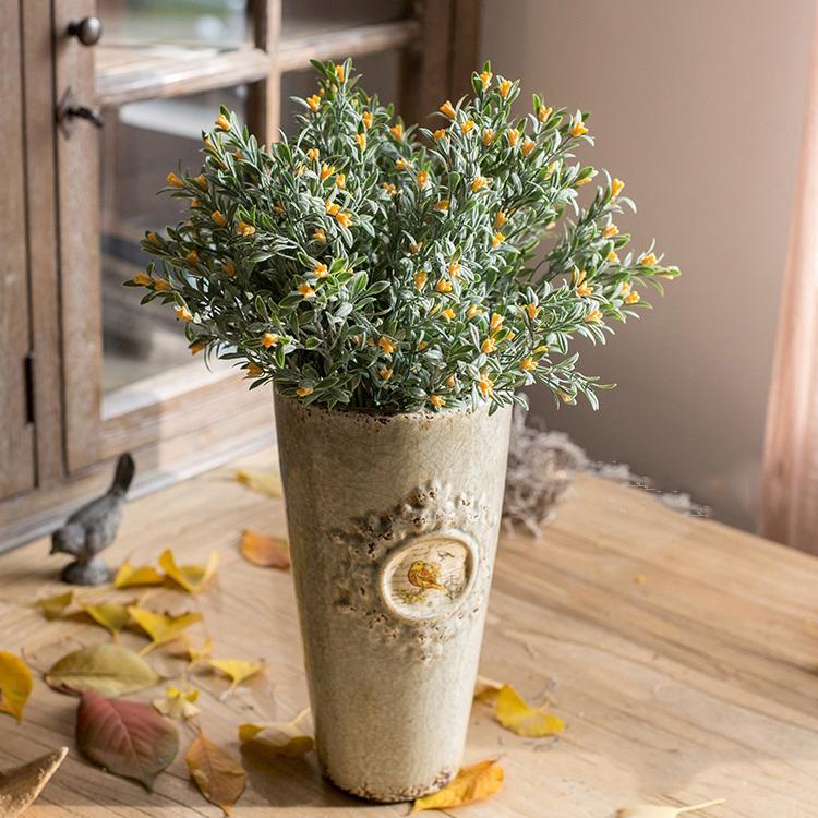 Artificial Small Orchid Stem in Yellow - 13"