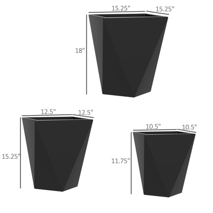 Set of 3 Tall Planters - Black