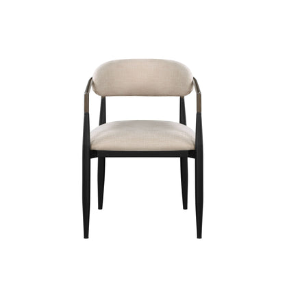 Beige and Black Armchair with Open Back - Set of 2