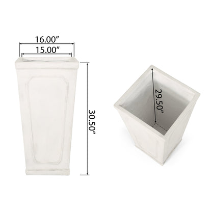 Tall Outdoor MGO Planter with Antique White Finish