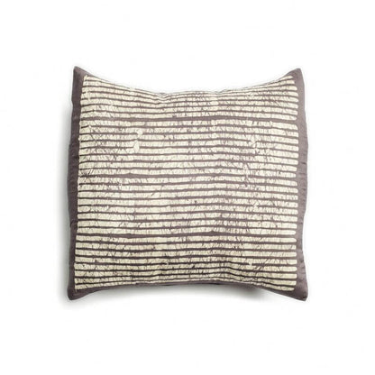Maple Black Hand Wax Block Printed Stripes Mulberry Silk Pillow
