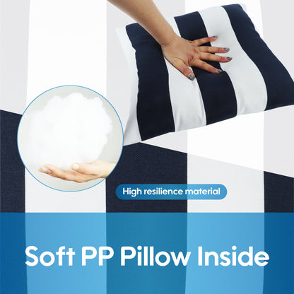 2 Pack Outdoor Throw Pillows - Navy Stripe